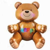 Шар фольгированный фигурный 3Д 71х56 см Счастливый мишка Коричневый