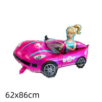 Шар фольгированный фигурный 62х86 см Барби авто Фуксия