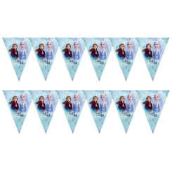 Бумажные флажки вымпелы 34 см Холодное сердце 2,5 метра Голубой