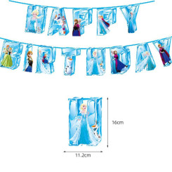 Надпись картонная 16 см Happy Birthday Холодное сердце Голубой