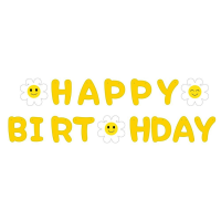 Надпись картонная Happy Birthday Ромашки Желтый