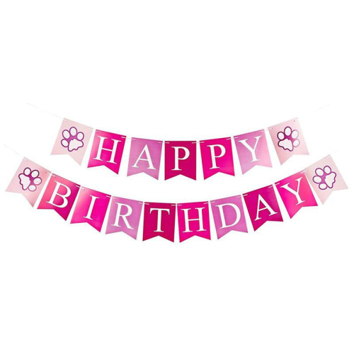 Надпись картонная на флажках Happy Birthday Щенячий патруль Лапки Скай Розовый Надпись картонная на флажках Happy Birthday Щенячий патруль Лапки Скай Розовый
