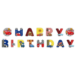 Надпись картонная Happy Birthday Тачки Разноцветный