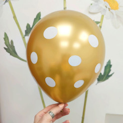 Шары латекс 12" 30 см с рисунком Горох Хром Золото Упаковка 5 шт