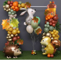 Набор 155 шаров для арки фотозоны Осенние зверушки Бордо и хаки