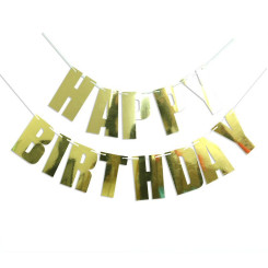 Надпись картонная 18х10 см Happy Birthday печатная Золото