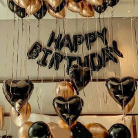 Набор 35 шаров для фотозоны Happy Birthday Черное золото