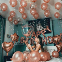 Набор 30 шаров для фотозоны Happy Birthday Розовое золото