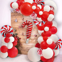 Набор шаров для арки Новогоднее чудо Красный с белым