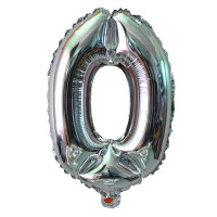 Шар фольгированный фигурный Fungram Цифра 0 32" 80 см Металлик Серебро