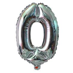 Шар фольгированный фигурный Fungram Цифра 0 32" 80 см Металлик Серебро