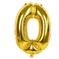 Шар фольгированный фигурный Fungram Цифра 0 32" 80 см Металлик Золото