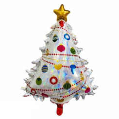 Куля фольгована фігурна 80х60 см Ялинка Merry Christmas Білий