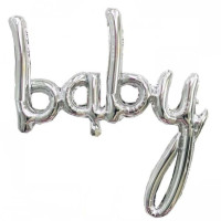 Шар фольгированный надпись надувная 80х105 см Baby Серебро