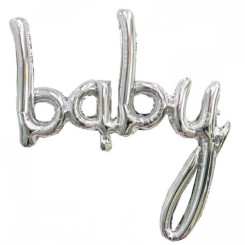 Шар фольгированный надпись надувная 80х105 см Baby Серебро