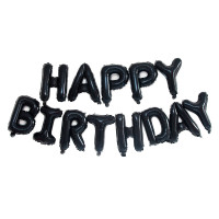 Шар фольгированный надпись надувная 40 см Happy Birthday Черный