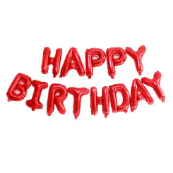 Шар фольгированный надпись надувная 40 см Happy Birthday Красный