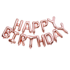 Шар фольгированный надпись надувная 40 см Happy Birthday Розовое золото