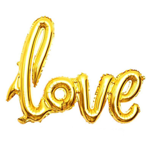 Шар фольгированный надпись надувная 108х64 см LOVE Золото