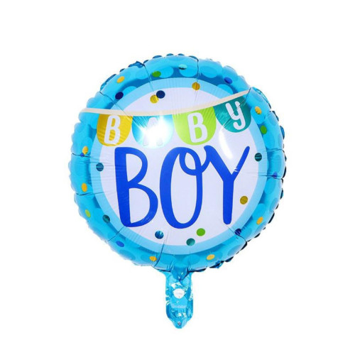 Шар фольгированный круглый 18" 45 см с надписью Baby boy Голубой