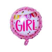 Шар фольгированный круглый 18" 45 см с надписью Baby girl Розовый