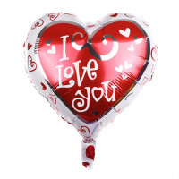 Шар фольгированный сердце 18" 45 см с рисунком I love you Красный и белый