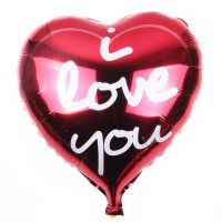 Шар фольгированный сердце 18" 45 см с надписью I love you прописью Красный