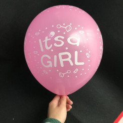Шары латекс 12" 30 см для выписки из роддома с надписями It's a girl Розовый Упаковка 5 шт