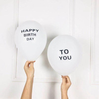 Шары латекс 12" 30 см с надписью Happy birthday to you Белый Упаковка 6 шт