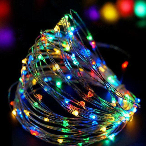 Гирлянда LED ниточная 3 метра Капля росы Цветной свет  Батарейки