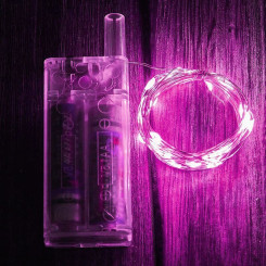 Гирлянда LED ниточная 3 метра Капля росы Розовый свет Батарейки