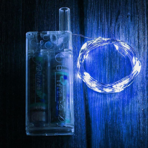 Гирлянда LED ниточная 3 метра Капля росы Синий свет Батарейки