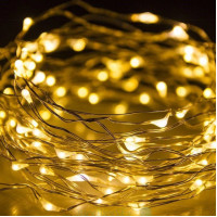 Гирлянда LED ниточная 3 метра Капля росы Теплый свет Батарейки