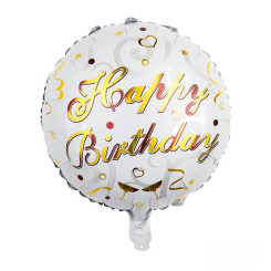 Шар фольгированный круглый 18" 45 см Бокалы Happy Bithday Белый