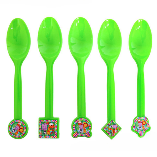 Ложки пластиковые тематические с рисунком Сафари 16 см 5 шт Зеленый