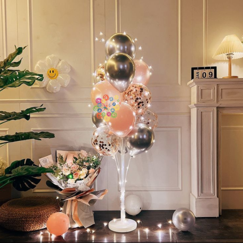 Набор 13 шаров со стойкой Платина Нежно розовый и серебро