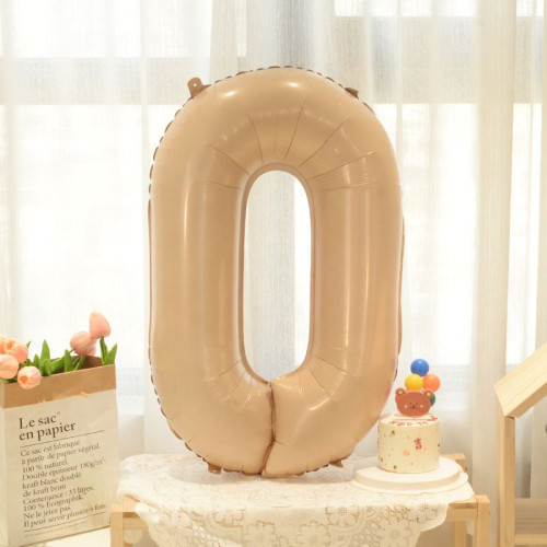 Шар фольгированный фигурный Fungram Цифра 0 32" 80 см Бежевый жемчуг