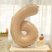 Шар фольгированный фигурный Fungram Цифра 6 32" 80 см Бежевый жемчуг