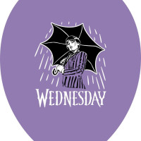 Шар латексный 12" 30 см с рисунком Венсдей Wednesday под дождем Фиолетовый