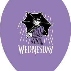 Шар латексный 12" 30 см с рисунком Венсдей Wednesday под дождем Фиолетовый