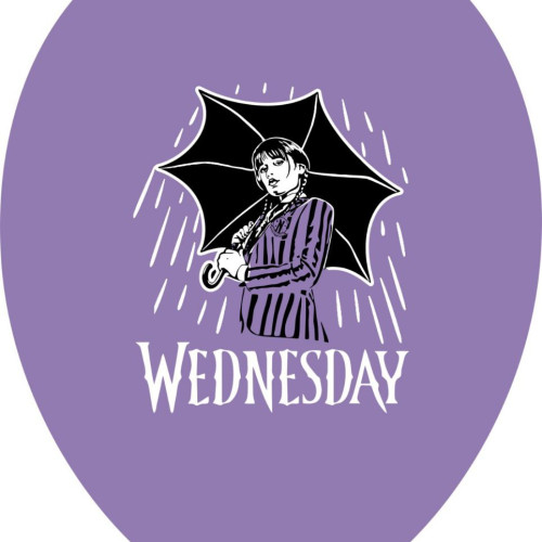 Шар воздушный латекс 12" 30 см с рисунком Венсдей Wednesday под дождем Фиолетовый